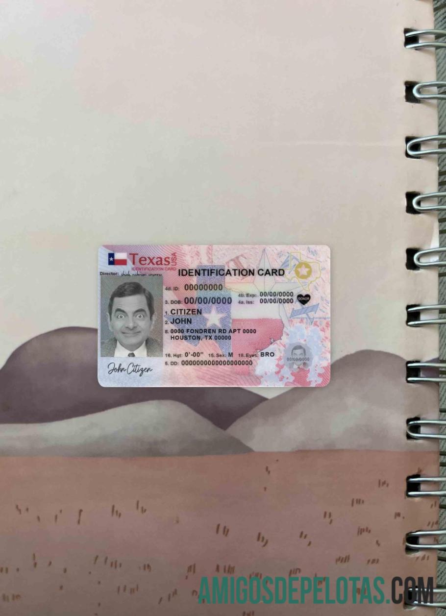 USA Texas New ID olhar de foto frente exemplo